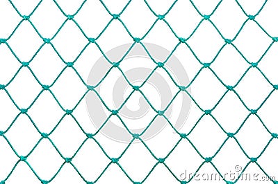 Soccer Football Goal Post Set Net Rope Detail, New Green Goalnet Netting Ropes Knots Texture Pattern, Horizontal Macro Closeup Stock Photo