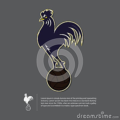Soccer or football logo design in Rooster year concept. Sport team identity template. Vector. Vector Illustration
