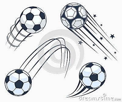 Soccer football moving swoosh elements, dynamic sport sign. Vector Vector Illustration