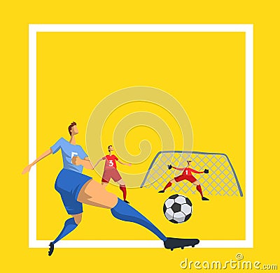 Soccer football players in abstract flat style. Template for sport poster. Vector illustration. Vector Illustration