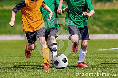 Soccer football players play the game Stock Photo
