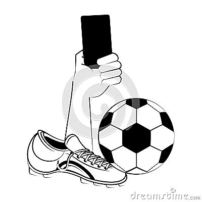 Soccer football sport game concept in black and white Vector Illustration
