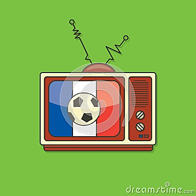 Soccer / Football Television. France Flag Color. Vector Illustration