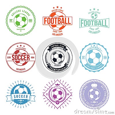 Soccer Football Typography Badge Design Element Vector Illustration