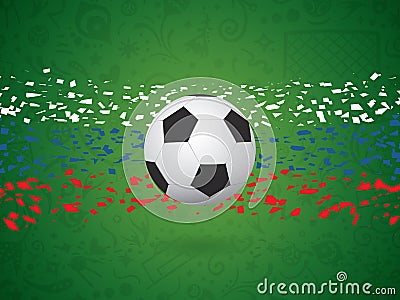 Soccer / Football Vector Background In Russian Flag Concept. Vector Illustration