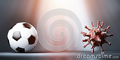 Soccer, football vs coronavirus COVID-19 Stock Photo