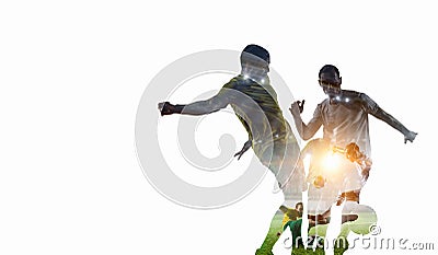 Soccer game background. Mixed media . Mixed media Stock Photo