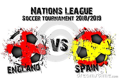 Soccer game England vs Spain Vector Illustration