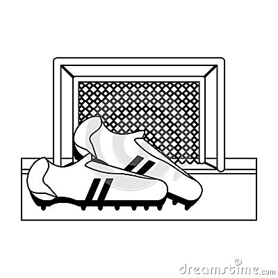 Soccer game sport in black and white Vector Illustration