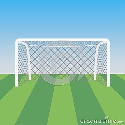 Soccer goal and grass in the football stadium. Vector illustration. Vector Illustration