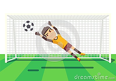 Soccer goalkeeper catching a ball illustration Vector Illustration