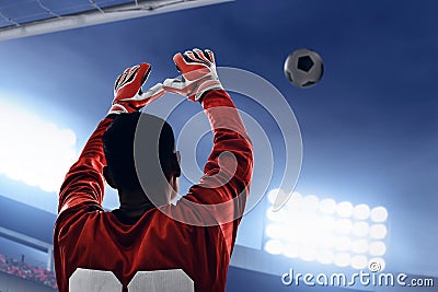 Soccer goalkeeper ready to catching the ball Stock Photo