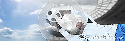 Soccer goalkeeper saving football with transition Stock Photo