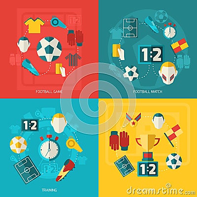 Soccer icons flat Vector Illustration