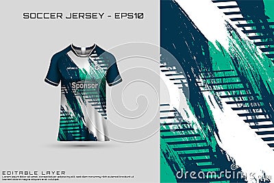 soccer jersey design template with grunge effect and brush stroke Vector Illustration