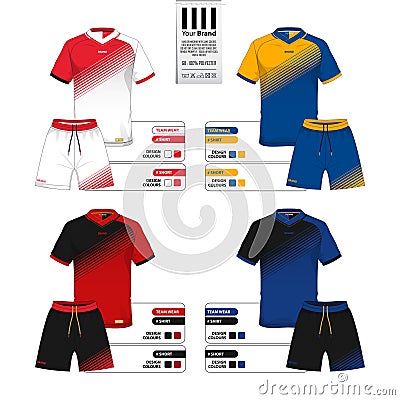 Soccer jersey or football kit and short pant template for sportswear catalog. Vector Illustration