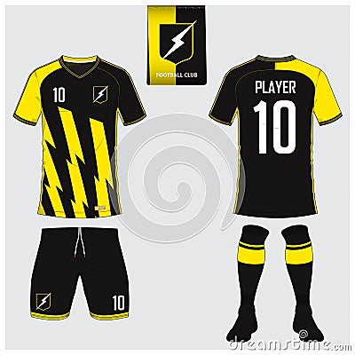 Soccer jersey or football kit, short, sock template for sport club. Vector Illustration