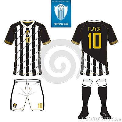 Soccer jersey or football kit template for football club. Football shirt mock up. Front and back view soccer uniform. Vector Illustration