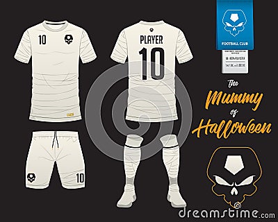 Soccer jersey or football kit template in Mummy in Halloween concept. Vector Illustration