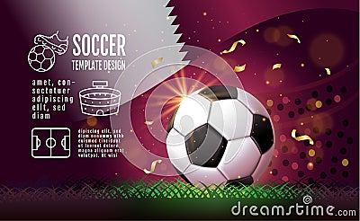 Soccer Layout template design, football, Purple magenta tone Vector Illustration