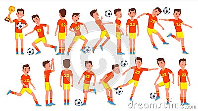 Soccer Man Player Male Vector. Field. Training. Goalkeeper. Cartoon Athlete Character Illustration Vector Illustration