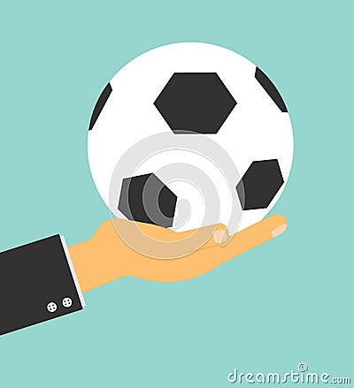 Soccer manager hand holding football on background, Vector Illustration Vector Illustration