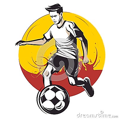 Soccer match. Soccer coaching training. Soccer club. cartoon vector illustration. label, sticker, t-shirt printing Cartoon Illustration