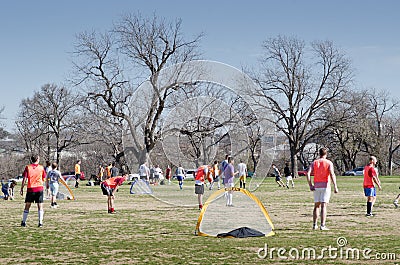 Soccer in a park Editorial Stock Photo