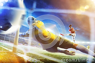 Soccer player in action on the grand football arena Stock Photo