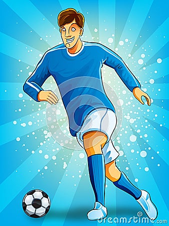 Soccer Player Dribble a Ball Vector Illustration