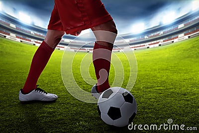 Soccer player dribble on the fields Stock Photo