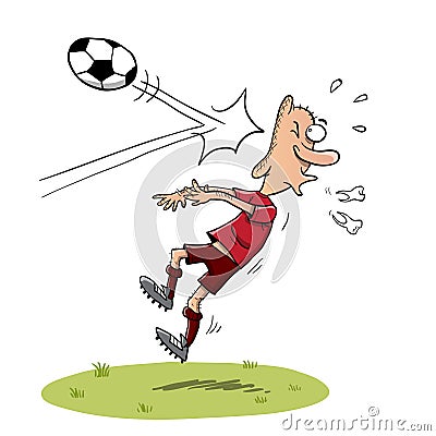 Soccer player getting hit in the face Stock Photo