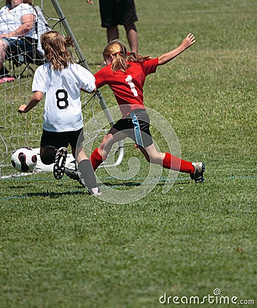 Soccer Player Kicking Goal Stock Photo