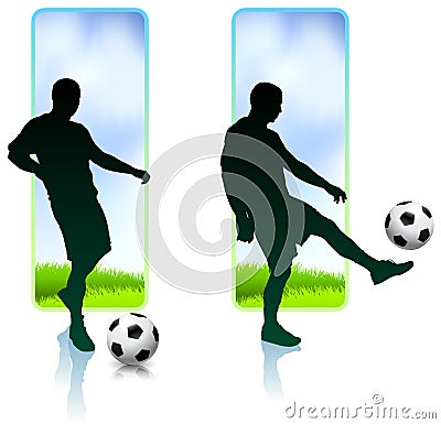 Soccer Player with Nature Banners Stock Photo