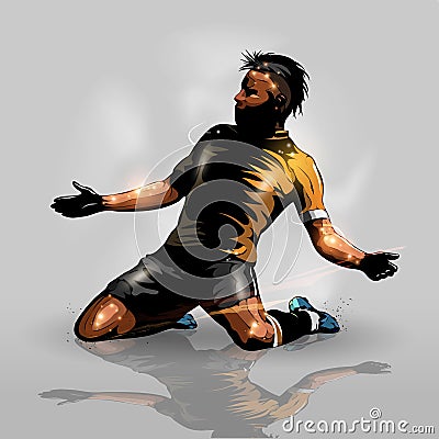 Soccer player scoring goal Vector Illustration