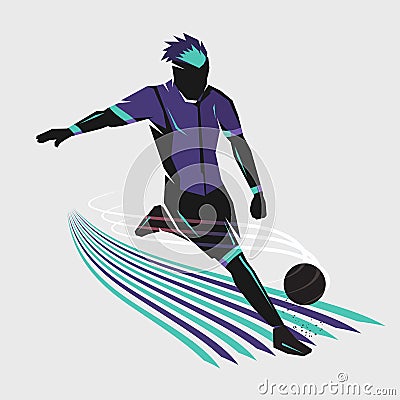 Soccer player shooting popart color Vector Illustration