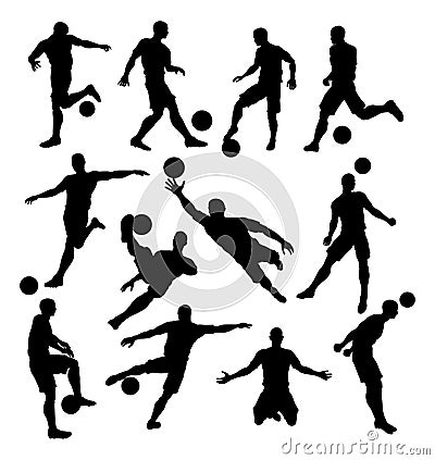 Soccer Player Silhouettes Vector Illustration