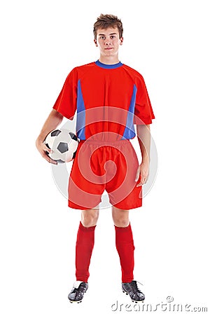 Soccer player whit ball Stock Photo