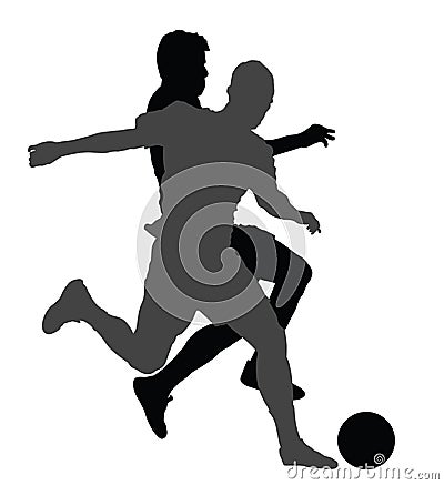 Soccer players in duel silhouettes. Stock Photo