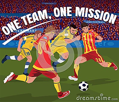 Soccer players fighting for ball Vector Illustration