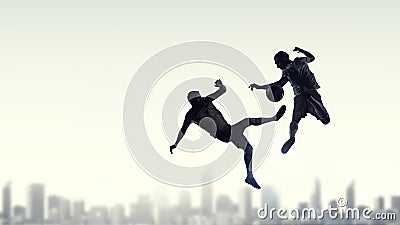 Soccer players fighting for ball Stock Photo