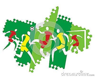 Soccer players on the grunge background. Vector Illustration