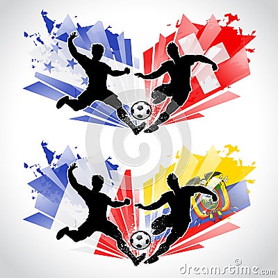 Soccer players representing countries Vector Illustration
