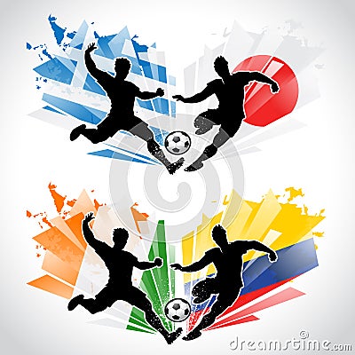 Soccer players representing different countries Vector Illustration
