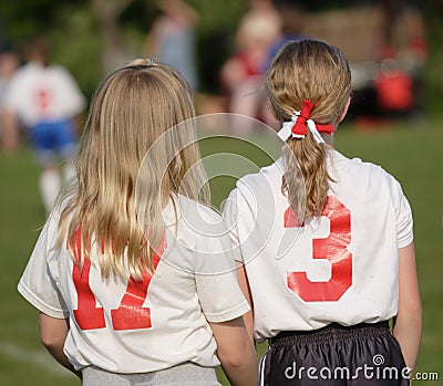 Soccer Players on Sidelines Stock Photo