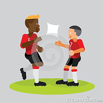 soccer players team partner celebrate with high five vector illustration Vector Illustration