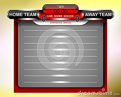 Soccer Red Scoreboard Statistics Match Vector Illustration