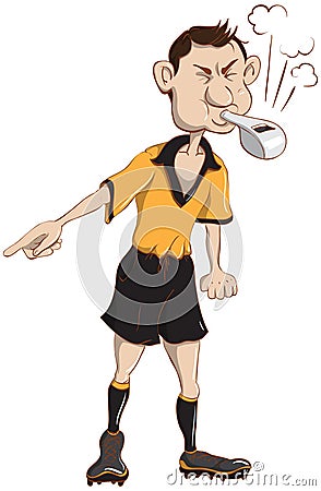 Soccer referee blows a whistle Vector Illustration