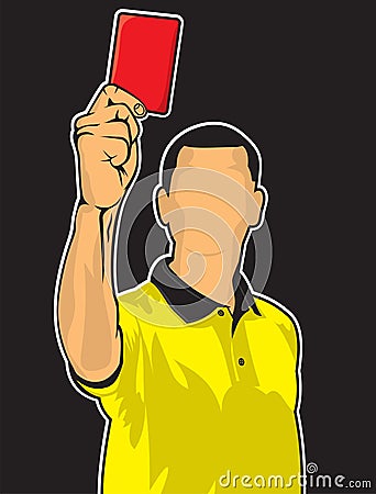 Soccer referee giving red card Vector Illustration