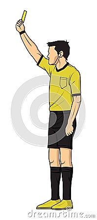 Soccer referee showing yellow card Vector Illustration